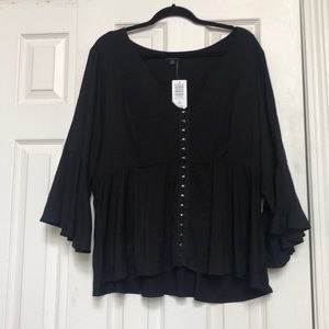Bell sleeve peplum top